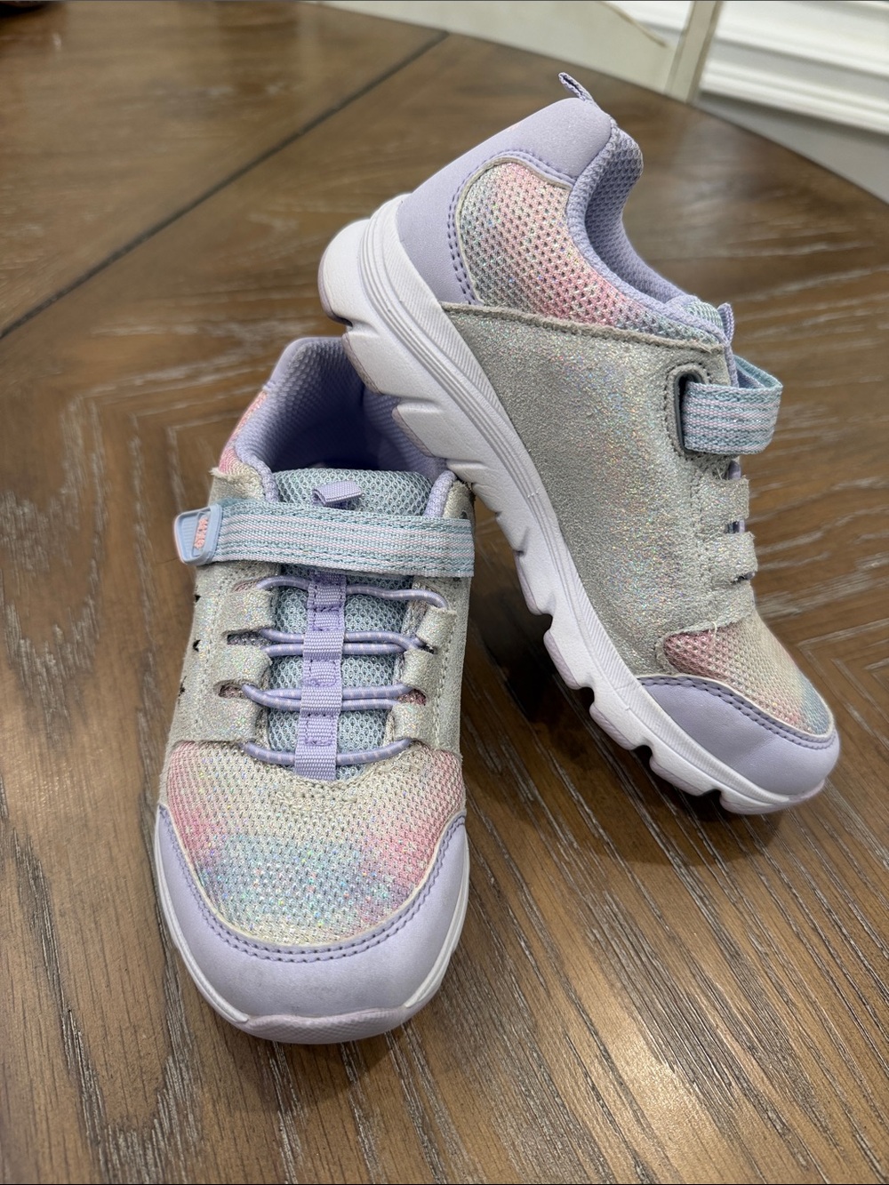 Stride Rite Girls' Pastel Lavender Multi Glitter Sneakers - Velcro